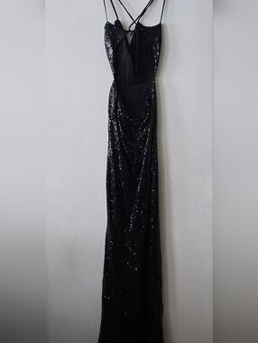 Windsor Black Sequin Backless Strappy Gown